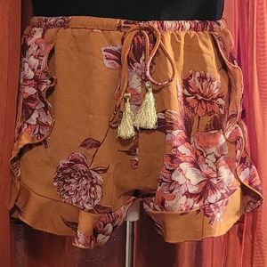 Large Floral Ruffled Shorts